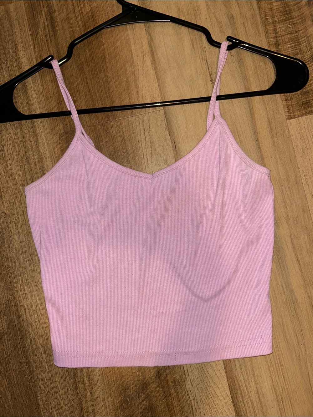Pink Ribbed Spaghetti Strap Tank Top - Unbranded